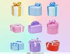 3D圣诞节新年节日派对生日礼物礼品盒子插图插画png免抠图片素材
