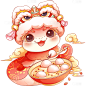 蛇年春节可爱喜庆感插画蛇IP元素