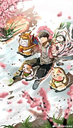 手机美男插画壁纸@神奇的青花鱼罐头 ​​​​