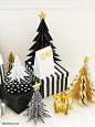 Black & Gold, Geometric Christmas Holidays Tablescape - BirdsParty.com