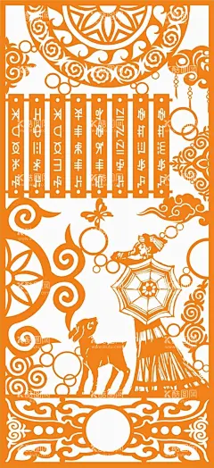 彝族镂空雕花  - 源文件下载【酷图网】彝族,雕花,隔断,屏风,浮雕