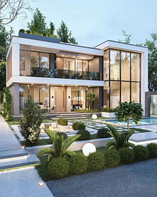 现代庭院 | Tehran Villa : #别墅庭院 #现代花园 #景观设计-花瓣网