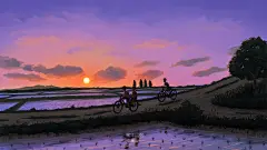 《骑大杠车》童年插画 手绘旧时光