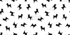 犬无缝图案犬种牛头犬矢量孤立背景壁纸白色