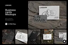 Dark Stone Mockup Bundle⎪Business Cards &amp; Postcards⎪6套大理石场景商务名片卡片明信片