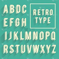 复古海报字母表。与影子的复古字体。拉丁字母乐