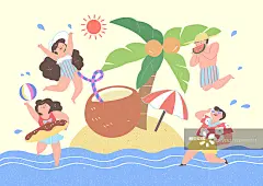 销售，优惠券，横幅活动设计与卡通人物插图010图片素材