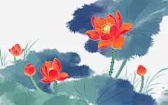 中国风水墨荷花元素_新图网 https://ixintu.com 中国风 装饰图案 水墨荷花 手绘插画 夏天