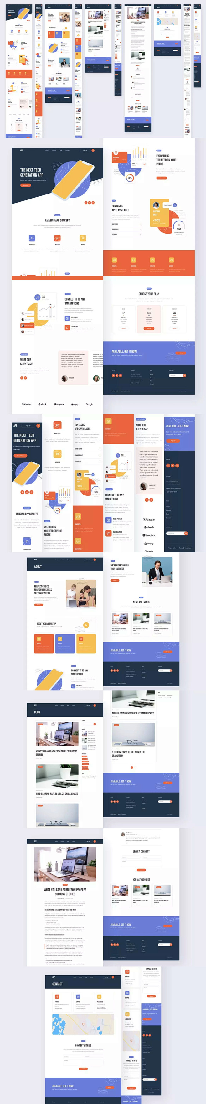 App 响应式网页模板下载[Sketch...