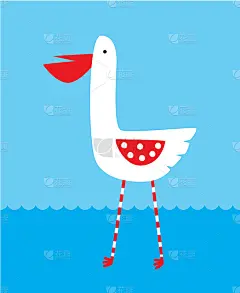 可爱的红白相间的鹈鹕鸭向量