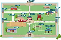 区域图 地图 手绘 插画 钟鼓楼 景点
