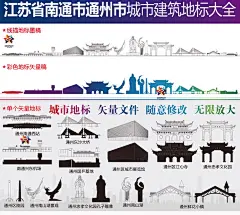 中国江苏通州地标通州手绘通州新地标通州旅游通州景区通州市素材