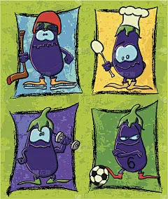 有趣的体育卡通茄子的背景