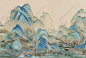 中式山水画壁画贴图下载【ID:1133813662】