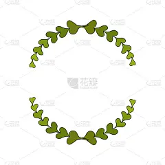 矢量圆形花环与树枝与心形涂鸦风格。圆的框架。空框的题字。邀请，贺卡，横幅。