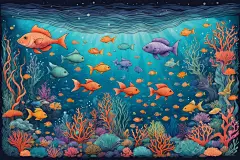 小鱼自然大海海底鱼类海洋游鱼鱼类插画图片