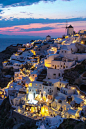 Oia by night, Santorini, Greece