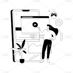 移动内容抽象概念矢量插图。
