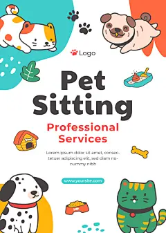 卡通关爱宠物招贴广告海报素材