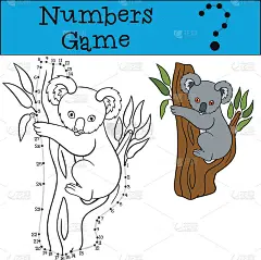 教育游戏:数字游戏。可爱的小考拉宝宝。
