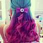 Multicolored hair curled and half updo #colors ... | ♡ Colorful Hair ♡