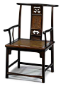 Chinese zitan and mixed wood yokeback armchair, 18th century elements: 