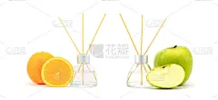 空气清新剂与青苹果和橙子分离