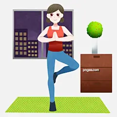 室内瑜伽的女孩插画图片大小3000x3000px 图片尺寸3.16 MB 来自PNG搜索网 pngss.com 免费免扣png素材下载！卡通手绘#夜晚#运动#