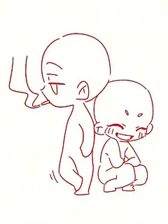 Q版双人互动线稿参考分享
