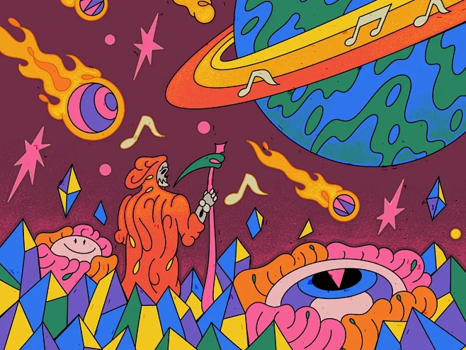 Thank God it's Friday! album branding colorful death design eye flowers ...