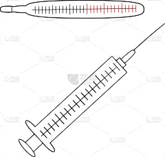 绘画插图,温度计,注射器,字体,建筑工地,分离着色,海报,白色背景,健康保健,背景分离