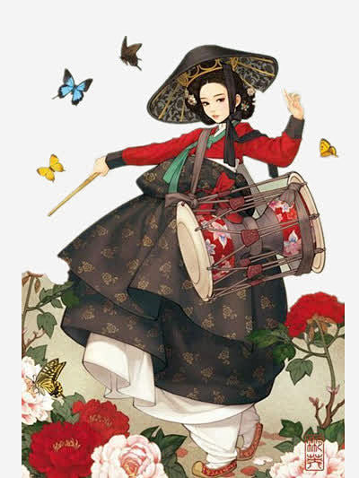 韩国古风美女高清素材 古代 彩色 扑碟 ...