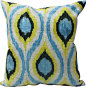 Allen Ikat Velvet Silk And Cotton Decorative Pillow, Turquoise, 18"x18" contemporary-decorative-pillows