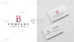 风格化字母B，多边形设计，公司标志。带有标志的名片模型