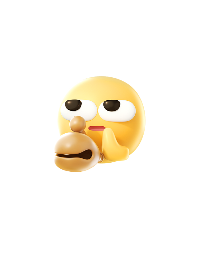 3D趣味emoji黄脸可爱敲木鱼表情包