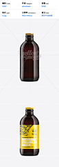 10404 Black Amber Bottle With Dark Beer 250ml 黑色琥珀色透明啤酒瓶酒标产品包装样机展示素材 yellow images