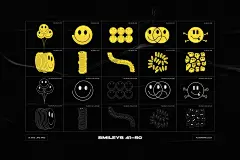 Acid Shapes 240款创意潮流酸性潮牌艺术抽象扭曲笑脸表情包几何图形设计素材_UIGUI