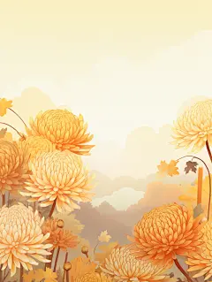 唯美菊花重阳节节日插画17_插画编号174751
