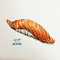 诱人的寿司料理手绘水彩画图片