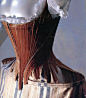 Stays in brown cotton satin with 162 bones inside c. 1760-1770