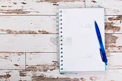 商务,木制,空白的,桌子,笔记本,水笔,工作场所,概念,新的,空的