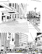 105张现代建筑场景线稿图片 黑白CG漫画背景城市街道背景学校大厦-淘宝网
