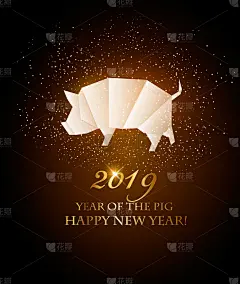 Happy New Year 2019 background. Year of the Pig co