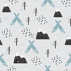 可爱的,四方连续纹样,熊,矢量,森林,山,泰迪熊,在之间,幸福,树