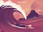 cowabunga ocean beach swimming volcano girl surfing surf wave
