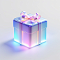 Gift box ,ui design,icon design,gradient color glass structure,pure white backgroundnatural lighting,translucent,dreamy,crystal texture,cartoon style,luminous effect,simplified details,pure white background.minimalism,digital illustration,aurora punk styl