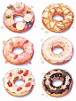 Vol.5｜甜甜圈美食手帐贴纸插画甜品素材