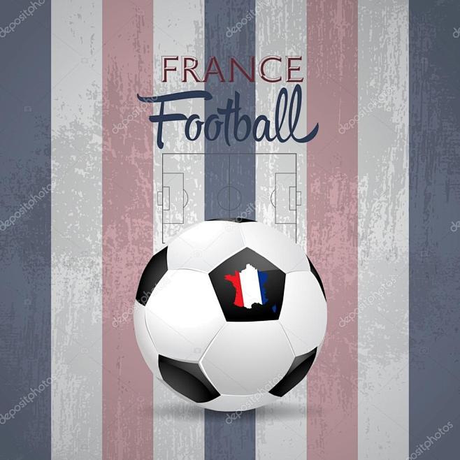 法国 2016年足球海报。复古时尚法国国...