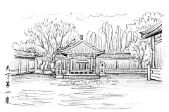 趵突泉  - 源文件下载【酷图网】城市,漫画,素描,写生,绘画,旅游景点,美景,壮丽,趵突泉,天下第一泉,
