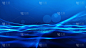 Abstract blue color digital particles wave with bo